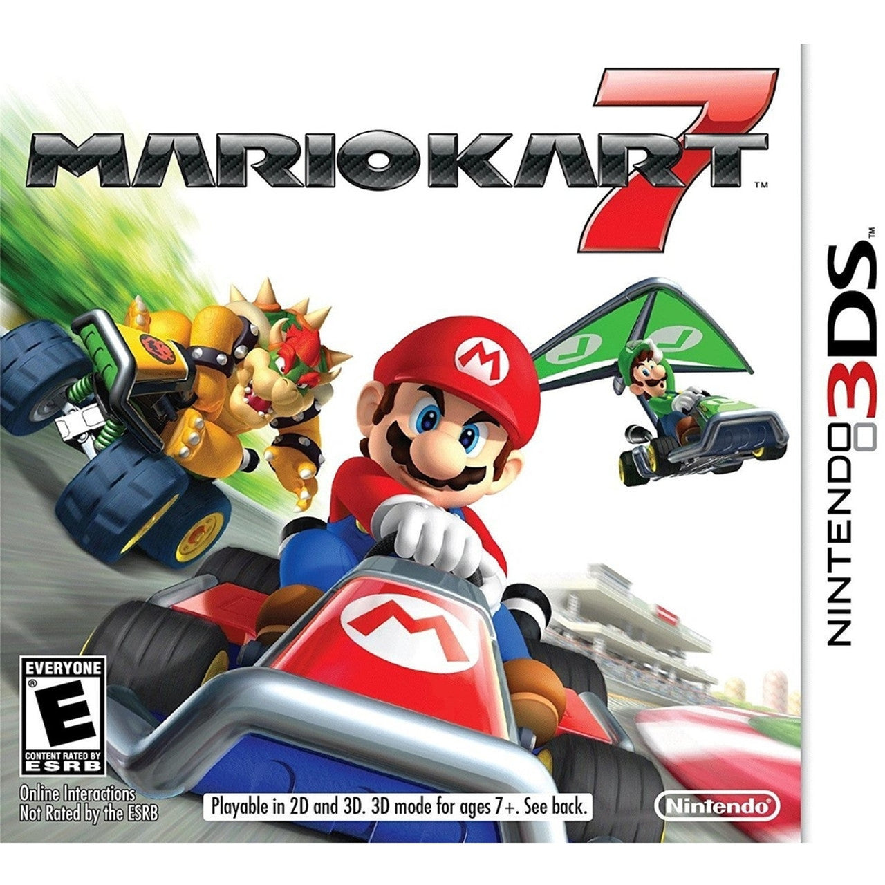 This is brand new.The newest installment of the fan-favorite Mario Kart franchise brings Mushroom Kingdom racing fun into glorious 3D. For the first time, drivers explore new competitive kart possibilities, such as soaring through the skies or plunging to the depths of the sea.