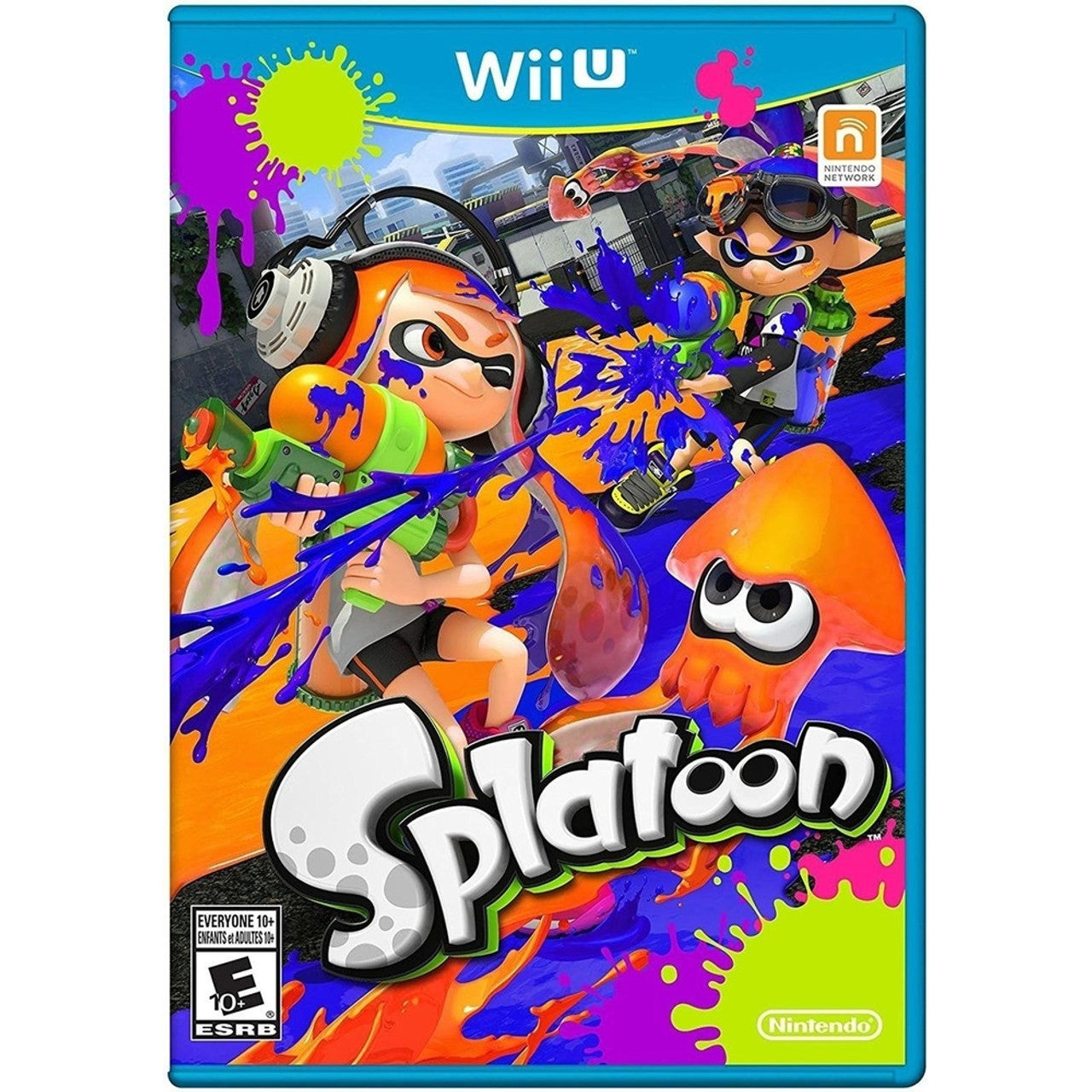 This is brand new.Make a mess in the ultimate mess-fest!
Splatter enemies and claim your turf as ink-spraying, squid-like Inklings in Nintendo's ultimate mess-fest! Challenge players online* in chaotic 4-on-4 turf wars and unleash squid powers to ink your way to victory. May the best mess win.