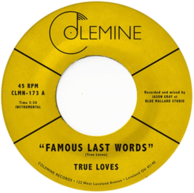 This 7 Inch Vinyl is brand new.Format: 7 Inch VinylMusic Style: SoulThis item's title is: Famous Last WordsArtist: True LovesLabel: THE TRUE LOVESBarcode: 674862654017Release Date: 5/31/2019