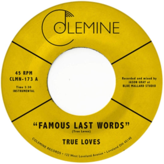 This 7 Inch Vinyl is brand new.Format: 7 Inch VinylMusic Style: SoulThis item's title is: Famous Last WordsArtist: True LovesLabel: THE TRUE LOVESBarcode: 674862654017Release Date: 5/31/2019