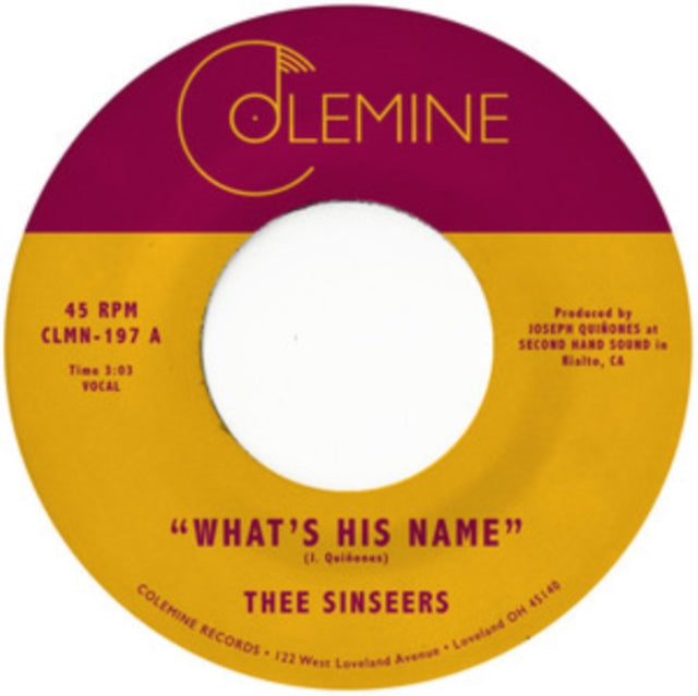 This 7 Inch Vinyl is brand new.Format: 7 Inch VinylMusic Style: Italo-DiscoThis item's title is: What's His NameArtist: Thee SinseersLabel: COLEMINE RECORDSBarcode: 674862657476Release Date: 1/14/2022