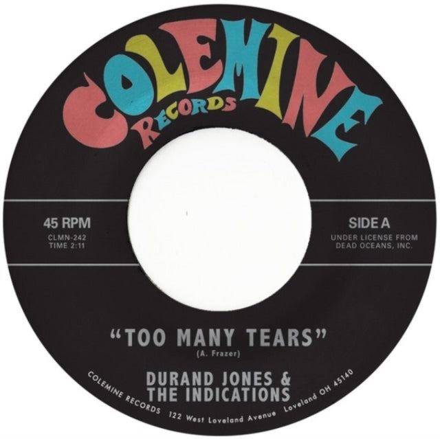 This 7 Inch Vinyl is brand new.Format: 7 Inch VinylMusic Style: SoulThis item's title is: Too Many Tears / Cruisin' To The Parque (Sea Glass Blue Vinyl)Artist: Durand & The Indications JonesLabel: Colemine RecordsBarcode: 674862661800Release Date: 11/17/2023