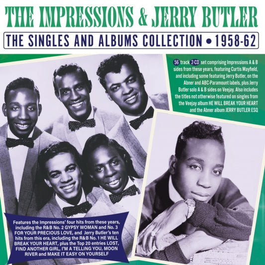 This CD is brand new.Format: CDMusic Style: Rhythm & BluesThis item's title is: Singles & Albums Collection 1958-62Artist: Impressions & Jerry ButlerLabel: ACROBATBarcode: 824046345327Release Date: 1/20/2023