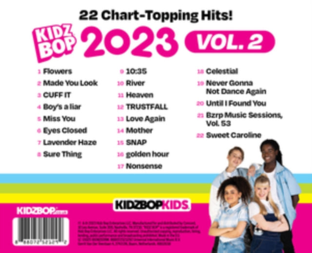 This CD is brand new.Format: CDThis item's title is: Kidz Bop 2023 Vol. 2Artist: Kidz Bop KidsBarcode: 888072521292Release Date: 7/14/2023