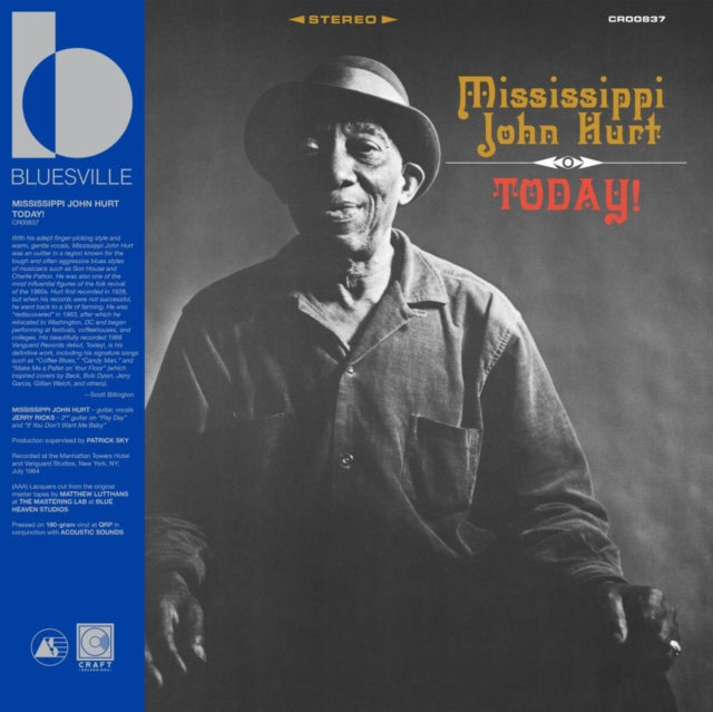 This LP Vinyl is brand new.Format: LP VinylMusic Style: Delta BluesThis item's title is: Today! (Bluesville Acoustic Sound Series) (180G)Artist: Mississippi John HurtLabel: VanguardBarcode: 888072654587Release Date: 3/14/2025