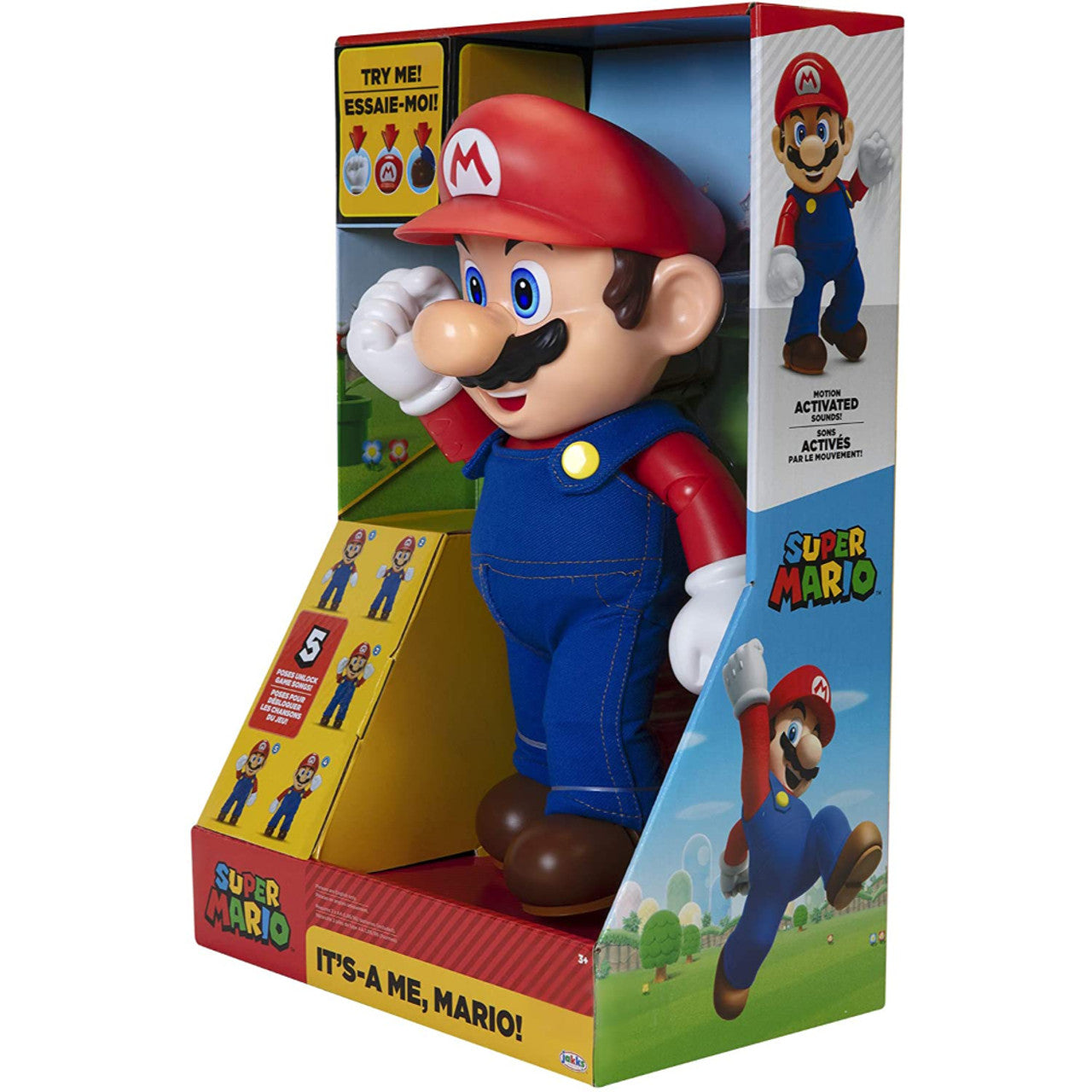 This is brand new.Bring Super Mario™ to life with the ultimate figure, It’s-a-me, Mario! Kids of all ages will have endless fun with the 12-inch tall Mario™, packed with over 30 phrases and sound effects from the games.