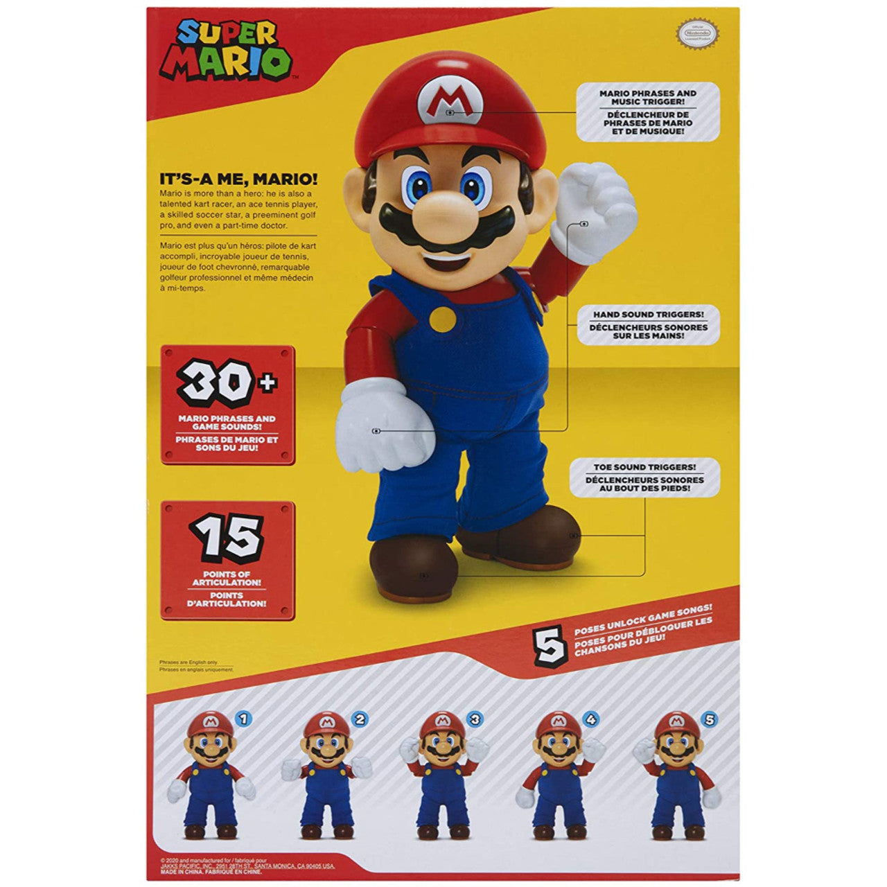 This is brand new.Bring Super Mario™ to life with the ultimate figure, It’s-a-me, Mario! Kids of all ages will have endless fun with the 12-inch tall Mario™, packed with over 30 phrases and sound effects from the games.