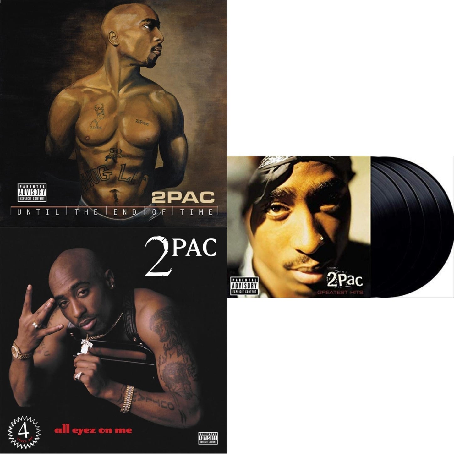 This is a 3 LP Vinyl SKU bundle.
1.This LP Vinyl is brand new.Format: LP VinylMusic Style: GangstaThis item's title is: Until The End Of Time(X) (4LP)Artist: 2PacLabel: INTERSCOPEBarcode: 602435334066Release Date: 7/23/2021
2.This LP Vinyl is brand new.