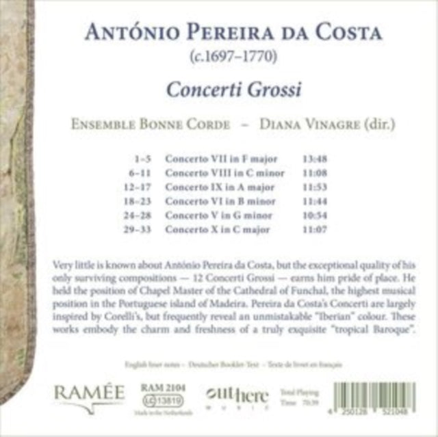 Product Image : This CD is brand new.<br>Format: CD<br>This item's title is: Costa: Concerti Grossi<br>Artist: Ensemble Bonne Corde<br>Label: RAMEE<br>Barcode: 4250128521048<br>Release Date: 6/23/2023