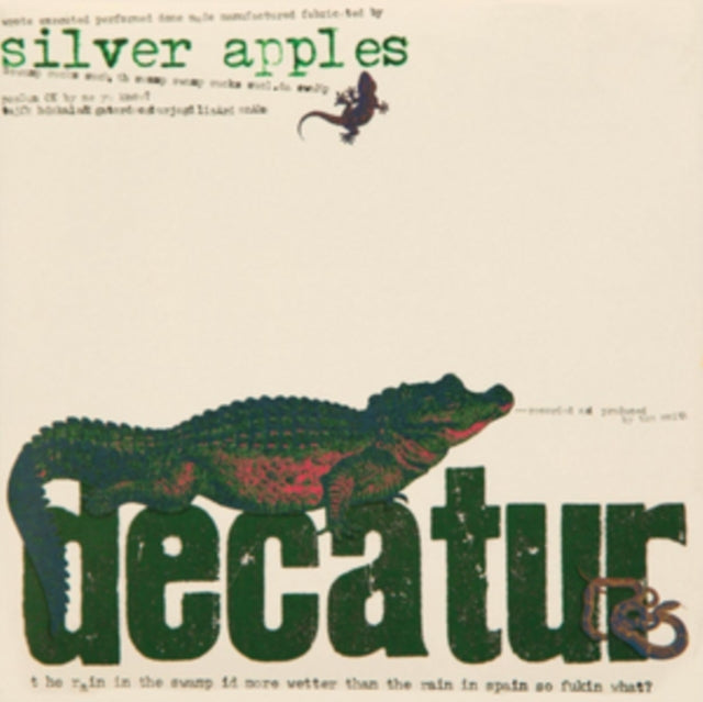 This LP Vinyl is brand new.Format: LP VinylMusic Style: ExperimentalThis item's title is: Decatur (White & Green Splatter LP Vinyl)Artist: Silver ApplesLabel: CHICKENCOOP RECORDINGSBarcode: 5024545752908Release Date: 12/9/2016