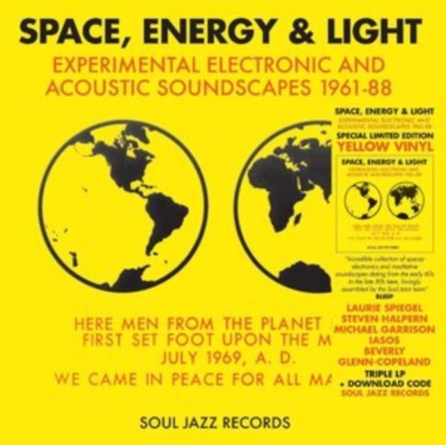 This LP Vinyl is brand new.Format: LP VinylMusic Style: AmbientThis item's title is: Space, Energy & Light: Experimental Electronic & Acoustic Soundscapes (Yellow Vinyl/3LP)Artist: Soul Jazz Records PresentsLabel: SOUL JAZZ RECORDSBarcode: 5026328403922Release Date: 3/17/2023