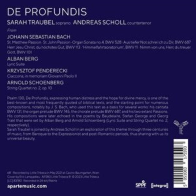 This CD is brand new.Format: CDThis item's title is: De ProfundisArtist: Sarah; Andreas Scholl TraubelLabel: APARTÉBarcode: 5051083175593Release Date: 3/31/2023