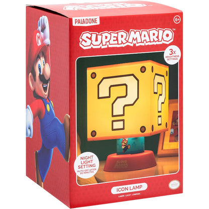 This is brand new.Super Mario Icon lamp: The Super Mario Icon Lamp can light up your space with its glowing Question Block and Mario who is underneath.
