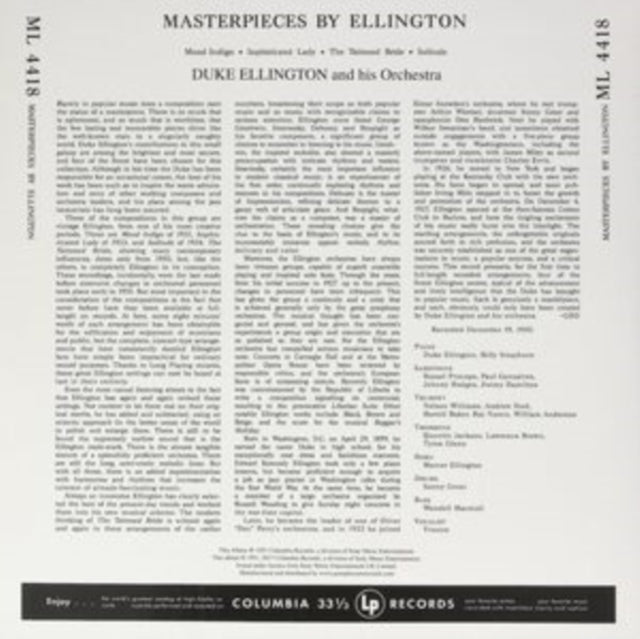 This LP Vinyl is brand new.Format: LP VinylMusic Style: SwingThis item's title is: MasterpiecesArtist: Duke & His Orchestra EllingtonLabel: Columbia MasterworksBarcode: 5060149622445Release Date: 11/21/2025