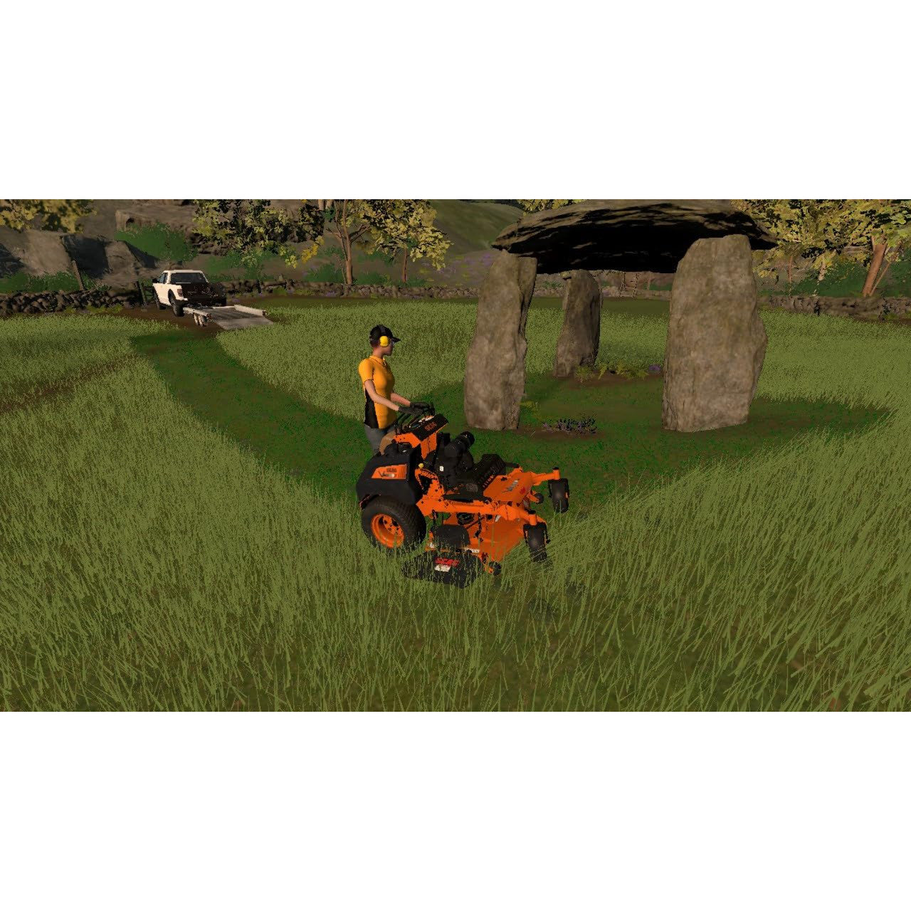 This is brand new.Dive into the meticulously detailed world of Lawn Mowing Simulator and immerse yourself in the breathtaking beauty of the British countryside.