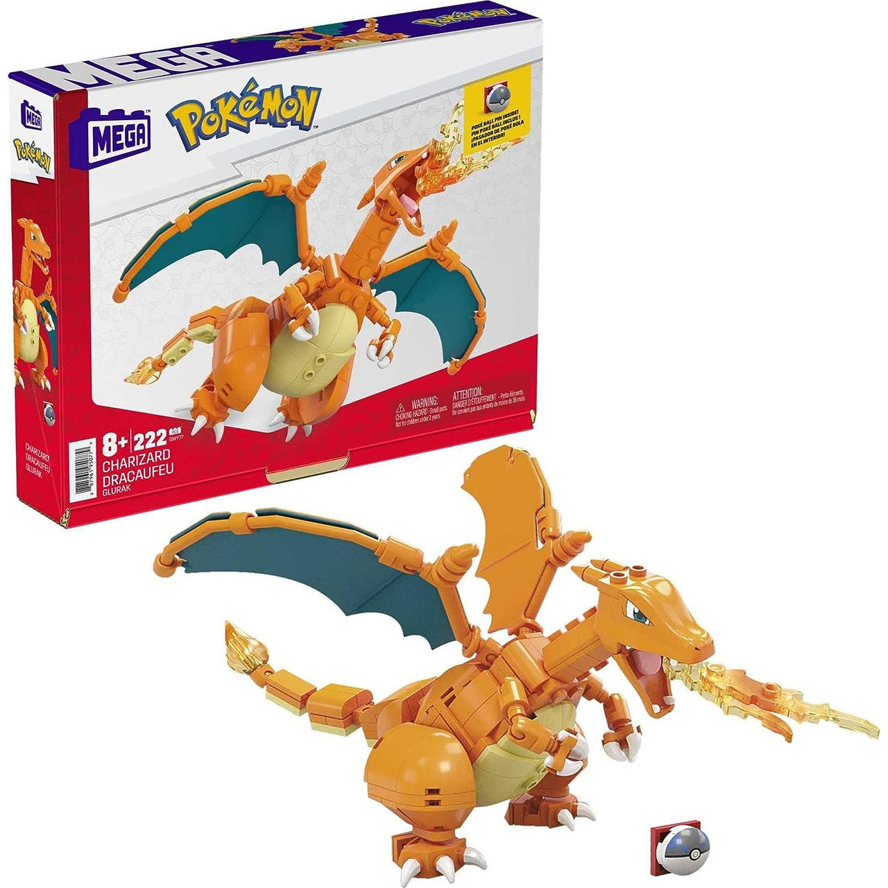 This is brand new.Prepare for a fiery battle with this Charizard construction set. The Fire-type Pokémon stands over 4-inches tall and can create a number of heroic stances when you pose it in different battle-ready positions.