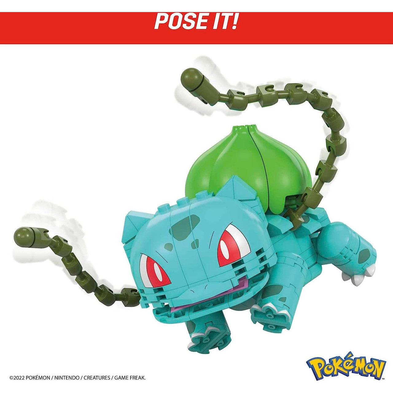 This is brand new.Build even bigger battles with this Bulbasaur construction set. This Grass-type Pokémon stands over 4-inches tall and can create a number of heroic stances when you pose it in different battle-ready positions.