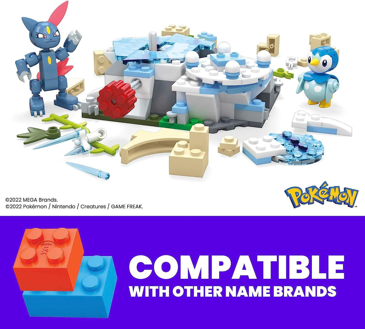 This is brand new.Watch Piplup and Sneasel have a winter-ful time with this building set featuring the innovative Motion Brick! Build the snowy environment, then turn the crank to see Piplup and Sneasel skate around this winter wonderland.