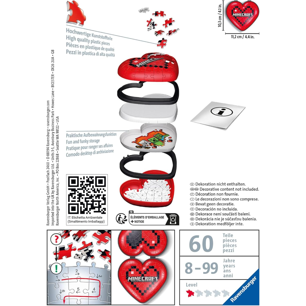 3D Puzzle: Minecraft Heart (54 Piece) - Ravensburger