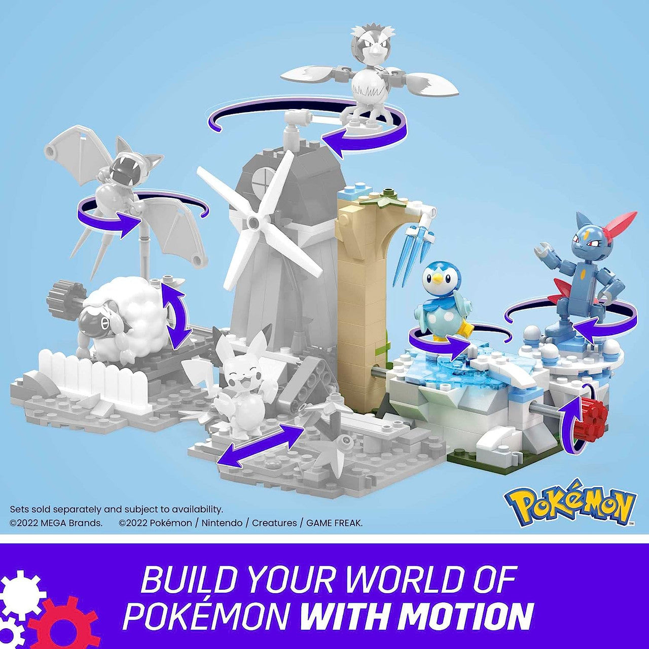 This is brand new.Watch Piplup and Sneasel have a winter-ful time with this building set featuring the innovative Motion Brick! Build the snowy environment, then turn the crank to see Piplup and Sneasel skate around this winter wonderland.