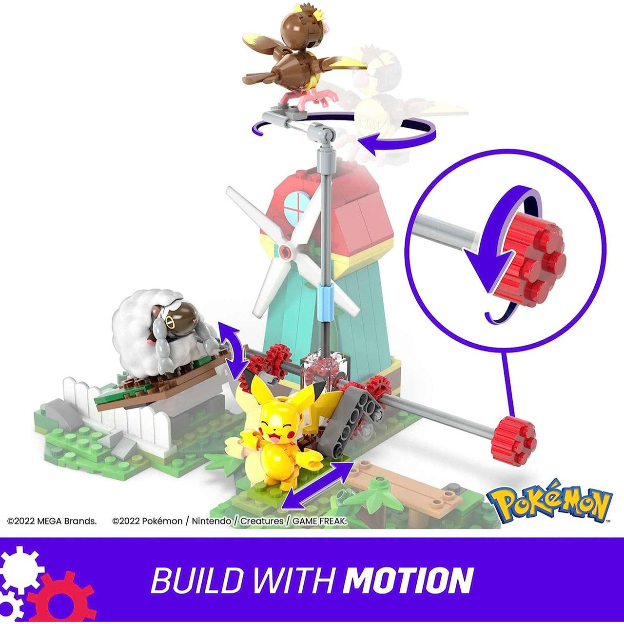 This is brand new.Watch Pikachu, Pidgey, and Wooloo frolic around the countryside with this building set featuring the innovative Motion Brick. Build the windmill and country environment, then turn the crank to see Pikachu, Pidgey, and Wooloo come to life.