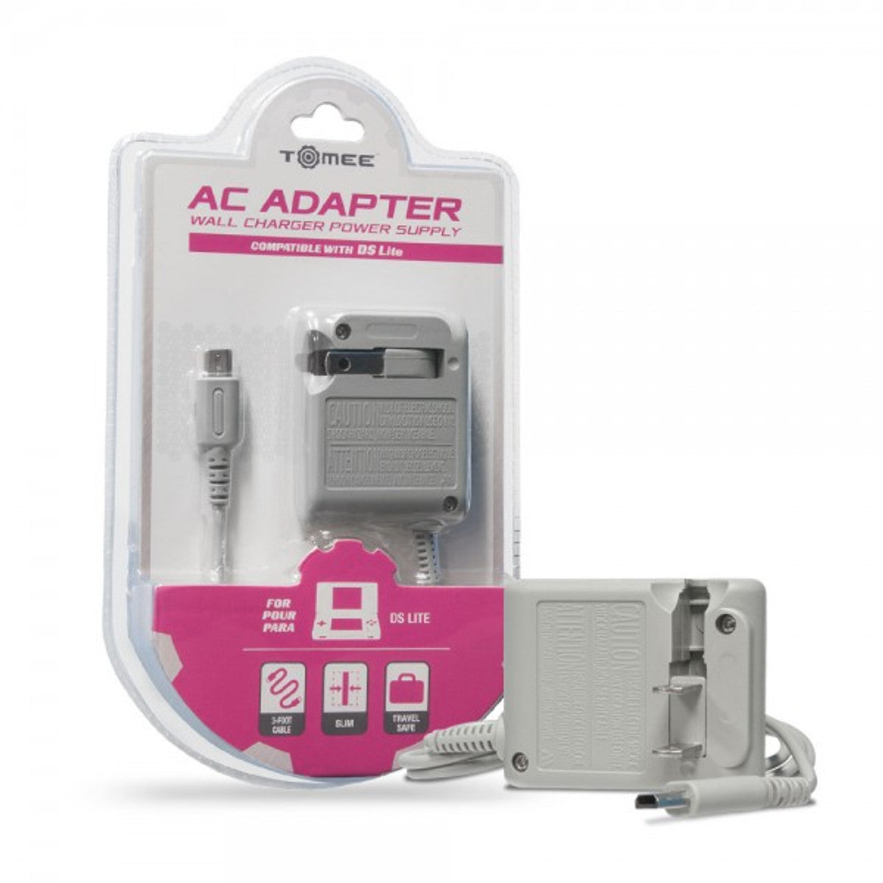 This is brand new.The Tomee AC Adapter for DS Lite replaces any broken or lost AC adapter for the Nintendo DS Lite. Its fold away plug allows easy transport, and its auto voltage input lets you use the AC adapter worldwide.