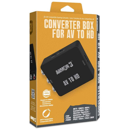 This is brand new.Wipe away the fog of war with the Armor3 AV to HD Converter Box, the most battle-ready piece of tech that turns your AV signal to HD signal. Experience audio and video clarity like never before on gaming and entertainment devices you could only enjoy on ancient gear.