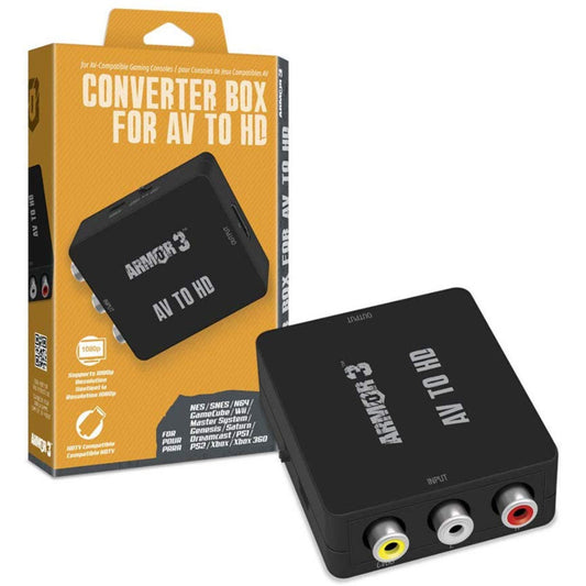 This is brand new.Wipe away the fog of war with the Armor3 AV to HD Converter Box, the most battle-ready piece of tech that turns your AV signal to HD signal. Experience audio and video clarity like never before on gaming and entertainment devices you could only enjoy on ancient gear.