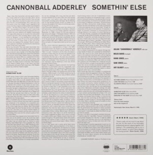 Product Image : This LP Vinyl is brand new.<br>Format: LP Vinyl<br>Music Style: Bop<br>This item's title is: Somethin Else<br>Artist: Cannonball Adderley<br>Label: WaxTime<br>Barcode: 8436028698370<br>Release Date: 9/20/2011