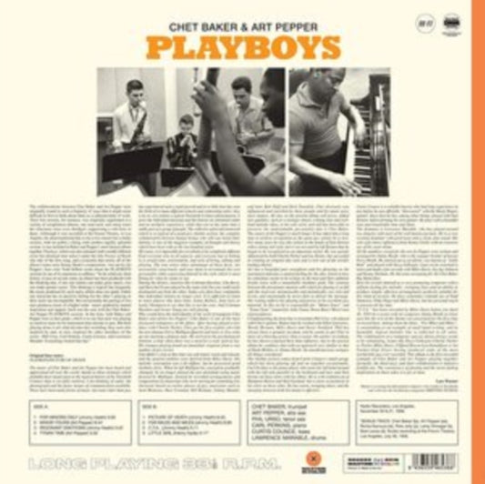 This LP Vinyl is brand new.Format: LP VinylThis item's title is: Playboys (Limited/Solid Orange LP Vinyl/180G)Artist: Chet & Art Pepper BakerLabel: WAXTIME IN COLORBarcode: 8436559465366Release Date: 10/1/2018