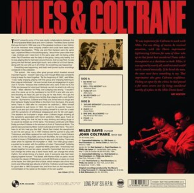 This LP Vinyl is brand new.Format: LP VinylThis item's title is: Miles & Coltrane (180G Dmm Remaster)Artist: Miles & John Coltrane DavisBarcode: 8436563181863Release Date: 5/4/2018