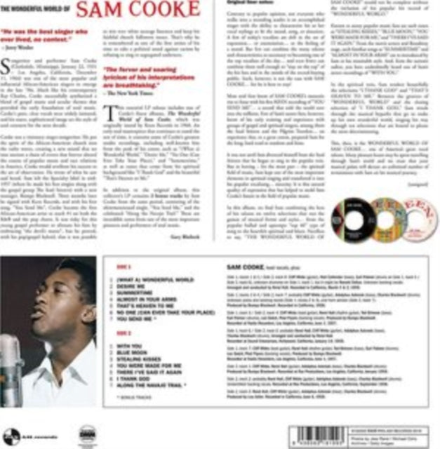 This LP Vinyl is brand new.Format: LP VinylMusic Style: SoulThis item's title is: Wonderful World Of Sam Cooke (180G/Dmm Master)Artist: Sam CookeLabel: Pan Am RecordsBarcode: 8436563181993Release Date: 7/6/2018