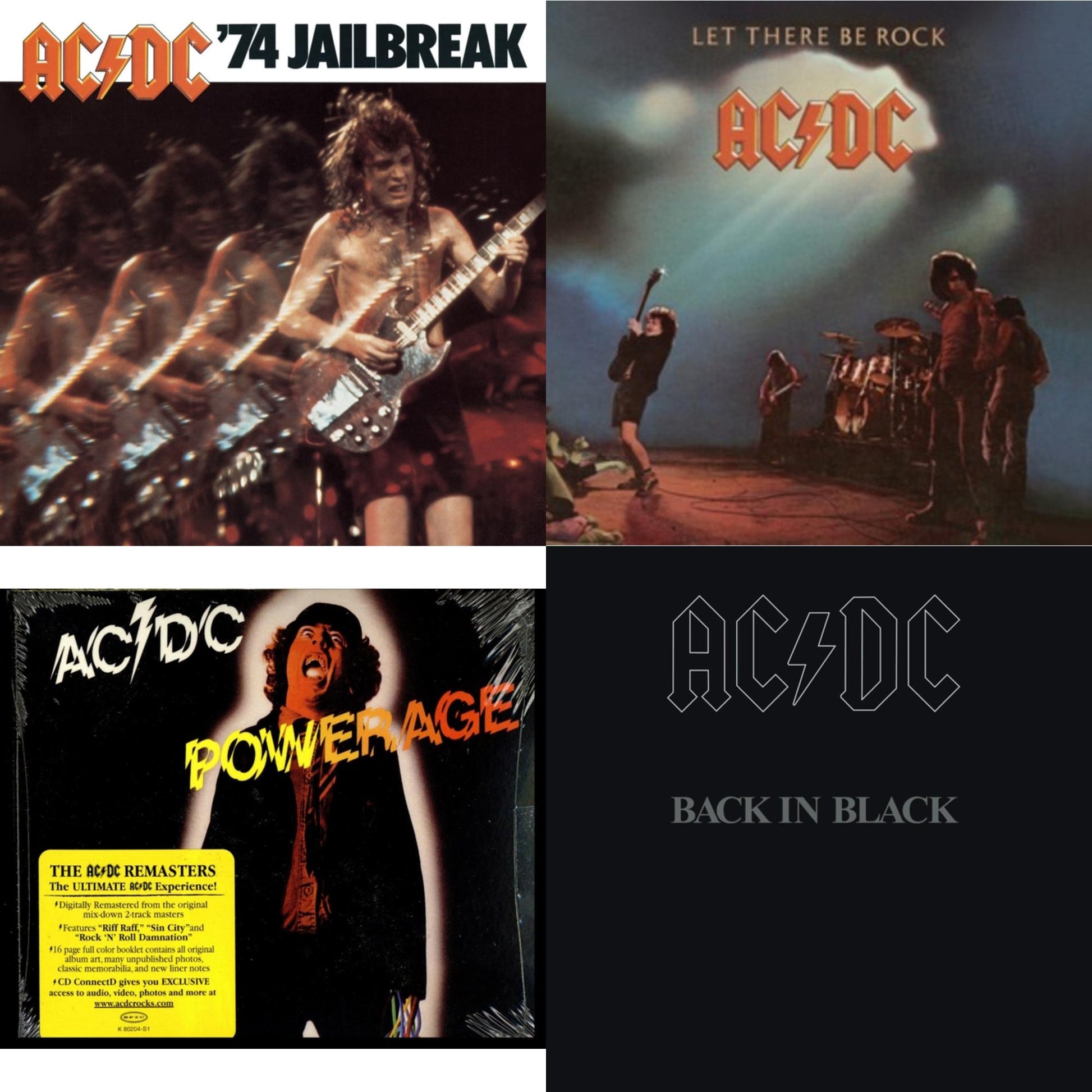 This is a 4 CD SKU bundle.
1.This CD is brand new.Format: CDMusic Style: Hard RockThis item's title is: 74 JailbreakArtist: Ac/DcLabel: EpicBarcode: 696998020023Release Date: 7/1/2003
2.This CD is brand new.