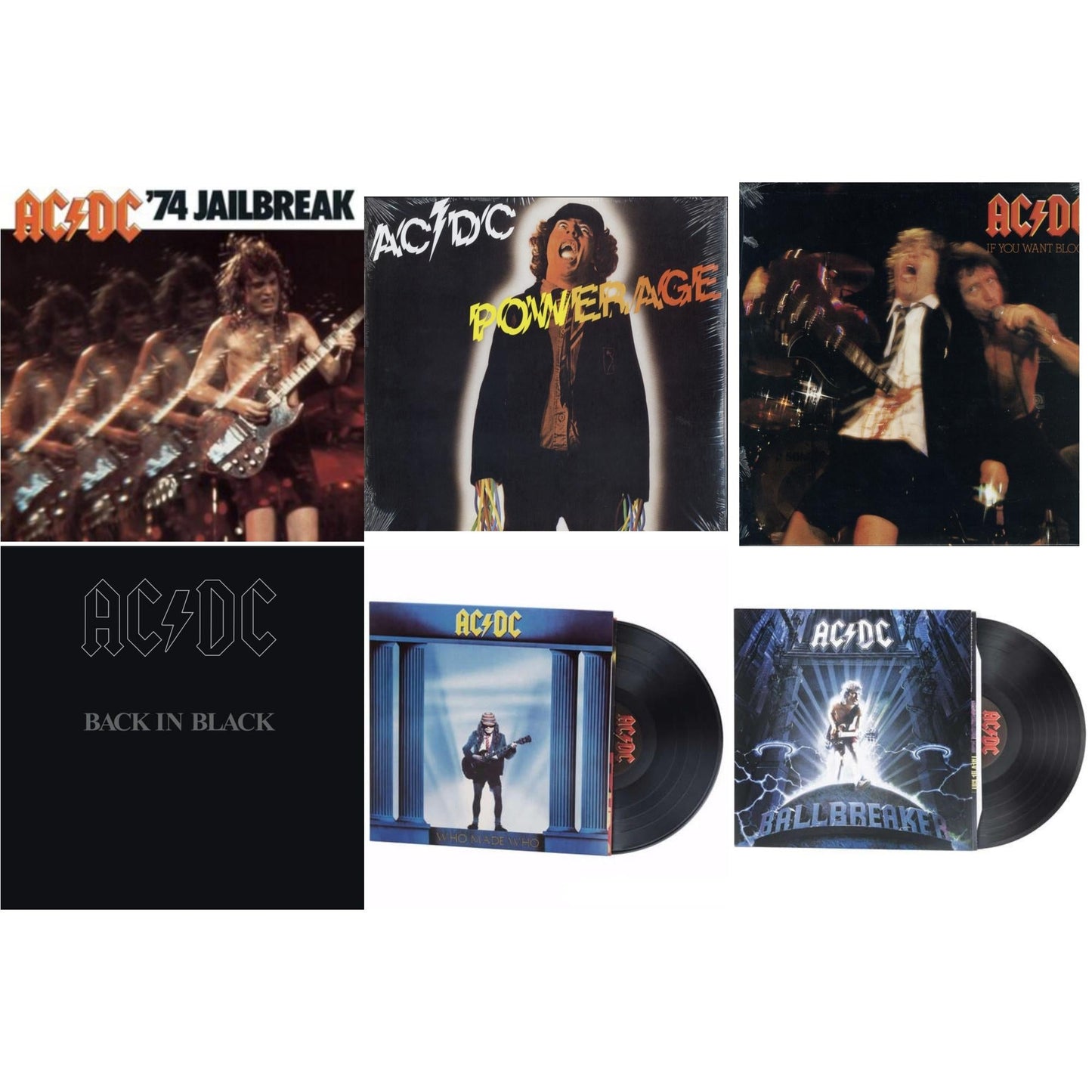 74 Jailbreak (180G) & Powerage (180G) & If You Want Blood You've Got It (180G) & Back In Black (180G) & Who Made Who (180G) & Ballbreaker (180G)