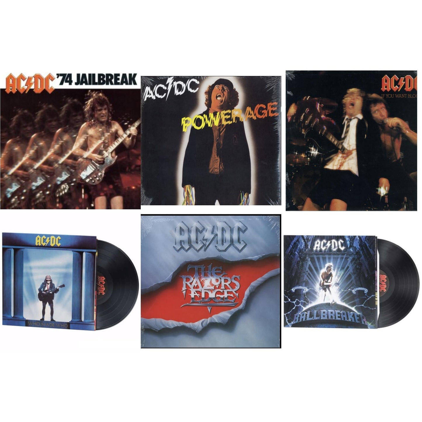 74 Jailbreak (180G) & Powerage (180G) & If You Want Blood You've Got It (180G) & Who Made Who (180G) & Razor’S Edge (180G) & Ballbreaker (180G)