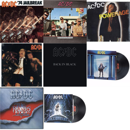 This is a 8 LP Vinyl SKU bundle.
1.This LP Vinyl is brand new.Format: LP VinylMusic Style: Hard RockThis item's title is: 74 Jailbreak (180G)Artist: Ac/DcLabel: LEGACYBarcode: 696998020016Release Date: 10/14/2003
2.This LP Vinyl is brand new.