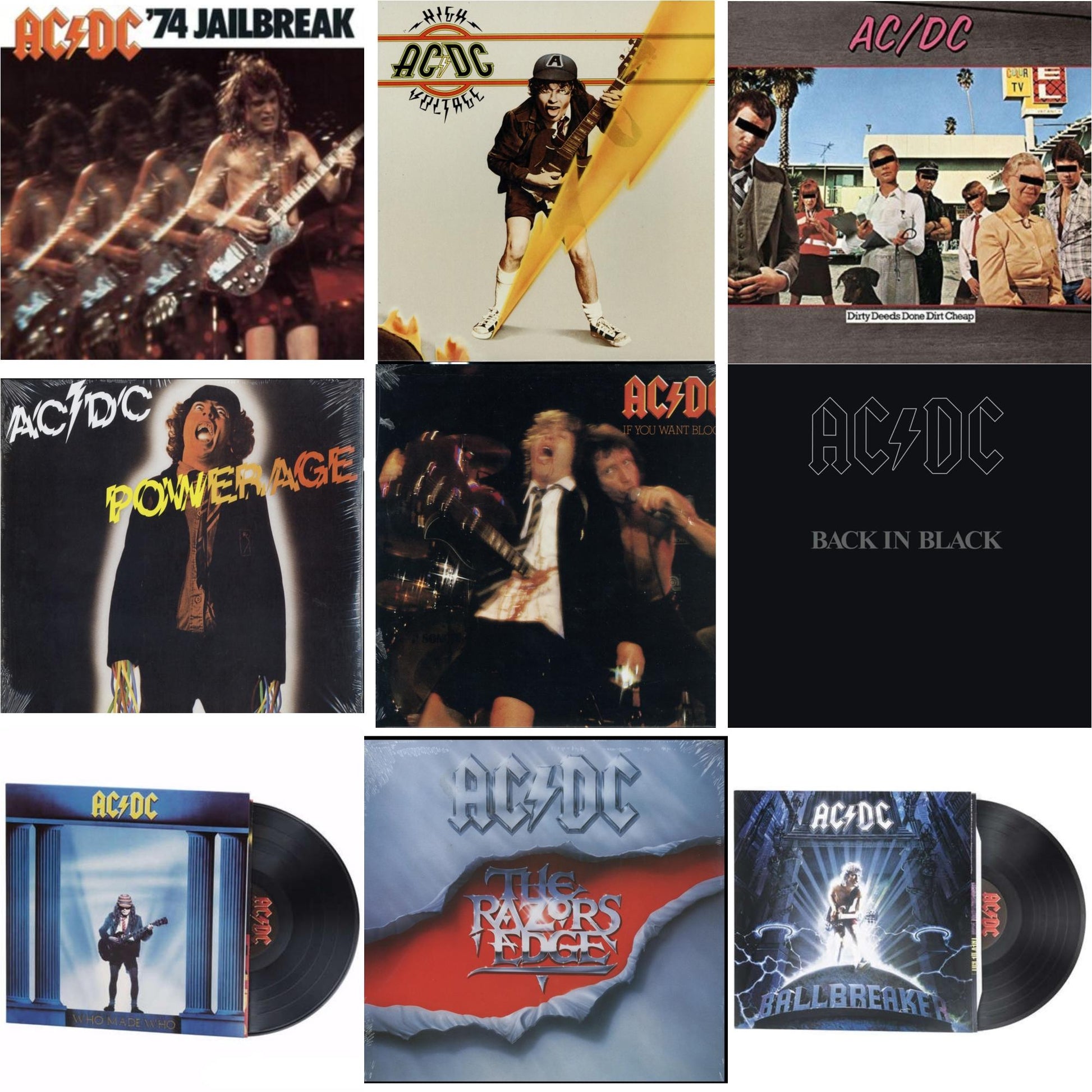 This is a 9 LP Vinyl SKU bundle.
1.This LP Vinyl is brand new.Format: LP VinylMusic Style: Hard RockThis item's title is: 74 Jailbreak (180G)Artist: Ac/DcLabel: LEGACYBarcode: 696998020016Release Date: 10/14/2003
2.This LP Vinyl is brand new.