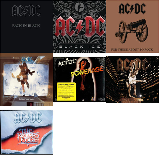 Powerage & Back In Black & For Those About To Rock & Razor's Edge & Black Ice & Stiff Upper Lip & Blow Up Your Video