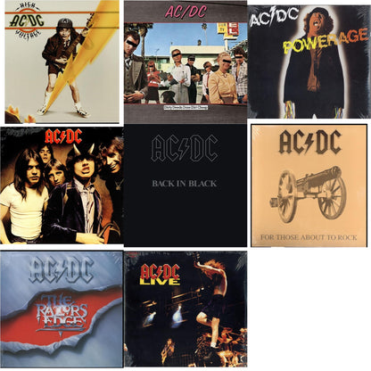 High Voltage (180G) & Dirty Deeds Done Dirt Cheap (180G) & Powerage (180G) & Highway To Hell (180G) & Back In Black (180G) & For Those About To Rock (180G) & Razor’S Edge (180G) & Live (2LP/180G)