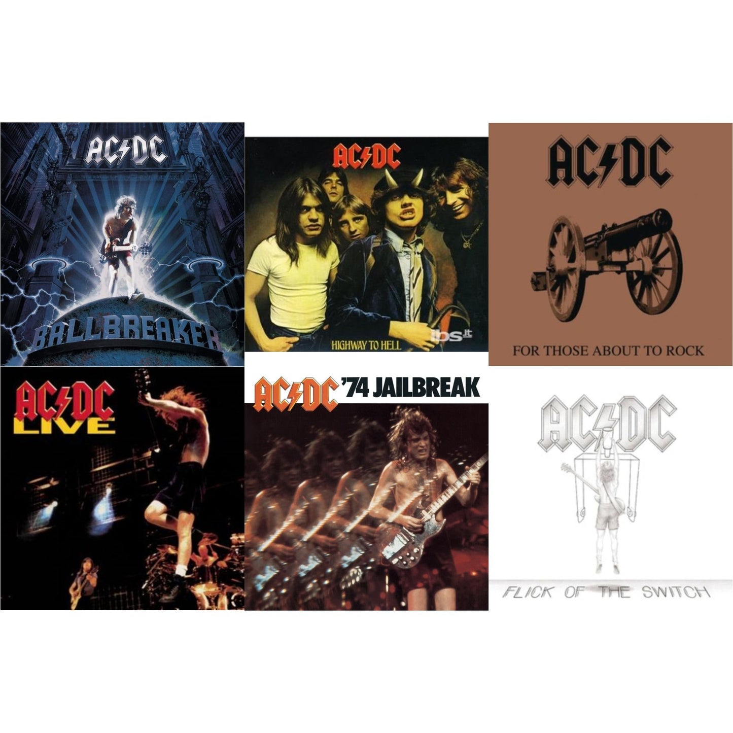 This is a 6 CD SKU bundle.
1.This CD is brand new.Format: CDMusic Style: Hard RockThis item's title is: 74 JailbreakArtist: Ac/DcLabel: EpicBarcode: 696998020023Release Date: 7/1/2003
2.This CD is brand new.