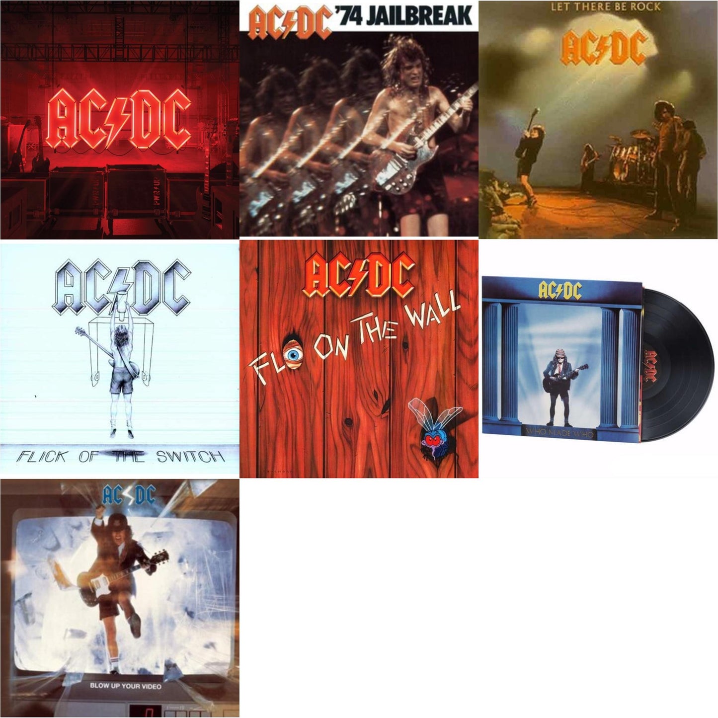 Power Up (180G/Gatefold Jacket/Inner Sleeve) & 74 Jailbreak (180G) & Let There Be Rock (180G) & Flick Of The Switch (180G) & Fly On The Wall (180G) & Who Made Who (180G) & Blow Up Your Video (180G)