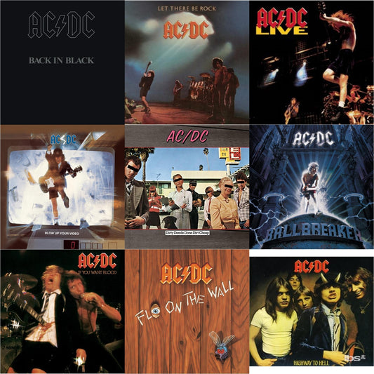 Dirty Deeds Done Dirt Cheap & Let There Be Rock & If You Want Blood You've Got It & Highway To Hell & Back In Black & Live & Ballbreaker & Blow Up Your Video & Fly On The Wall