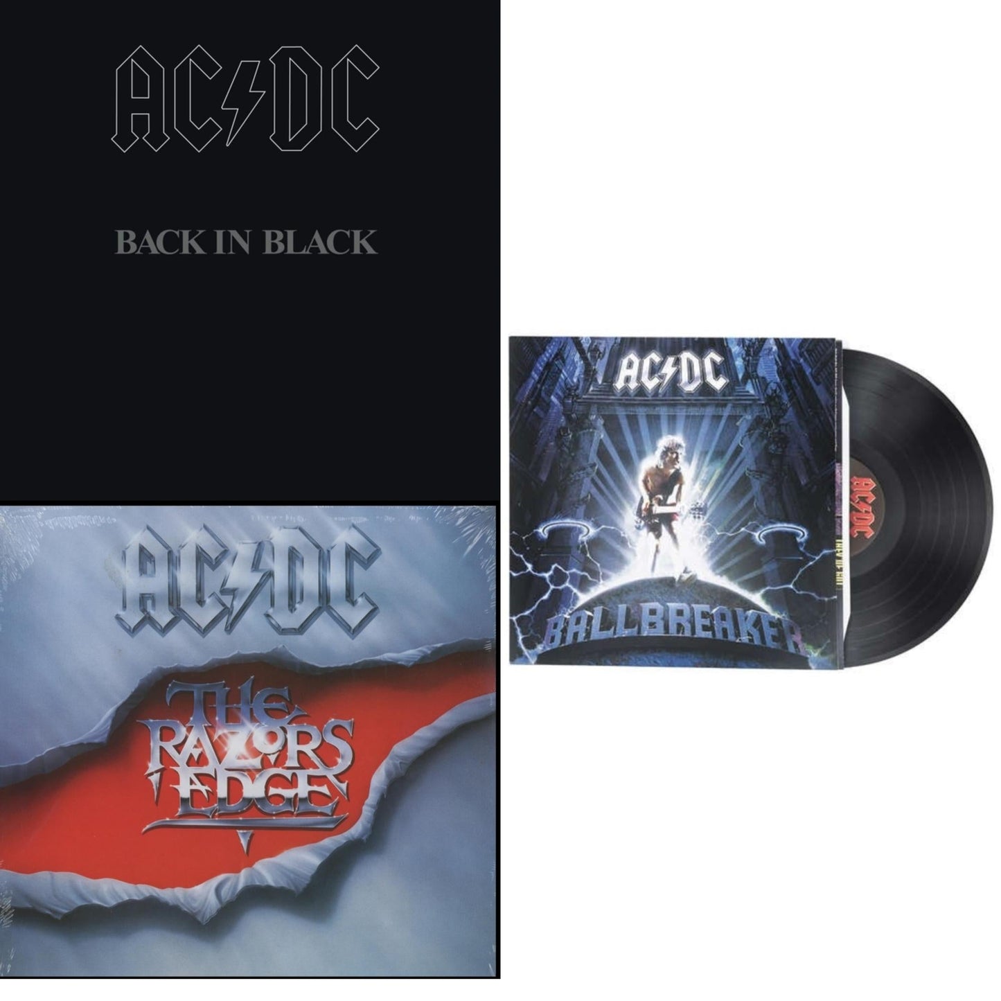 This is a 3 LP Vinyl SKU bundle.
1.This LP Vinyl is brand new.Format: LP VinylMusic Style: Hard RockThis item's title is: Back In Black (180G)Artist: Ac/DcLabel: LEGACYBarcode: 696998020719Release Date: 10/14/2003
2.This LP Vinyl is brand new.