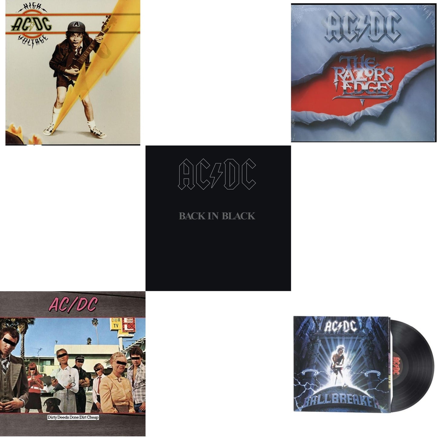 High Voltage (180G) & Dirty Deeds Done Dirt Cheap (180G) & Back In Black (180G) & Razor’S Edge (180G) & Ballbreaker (180G)