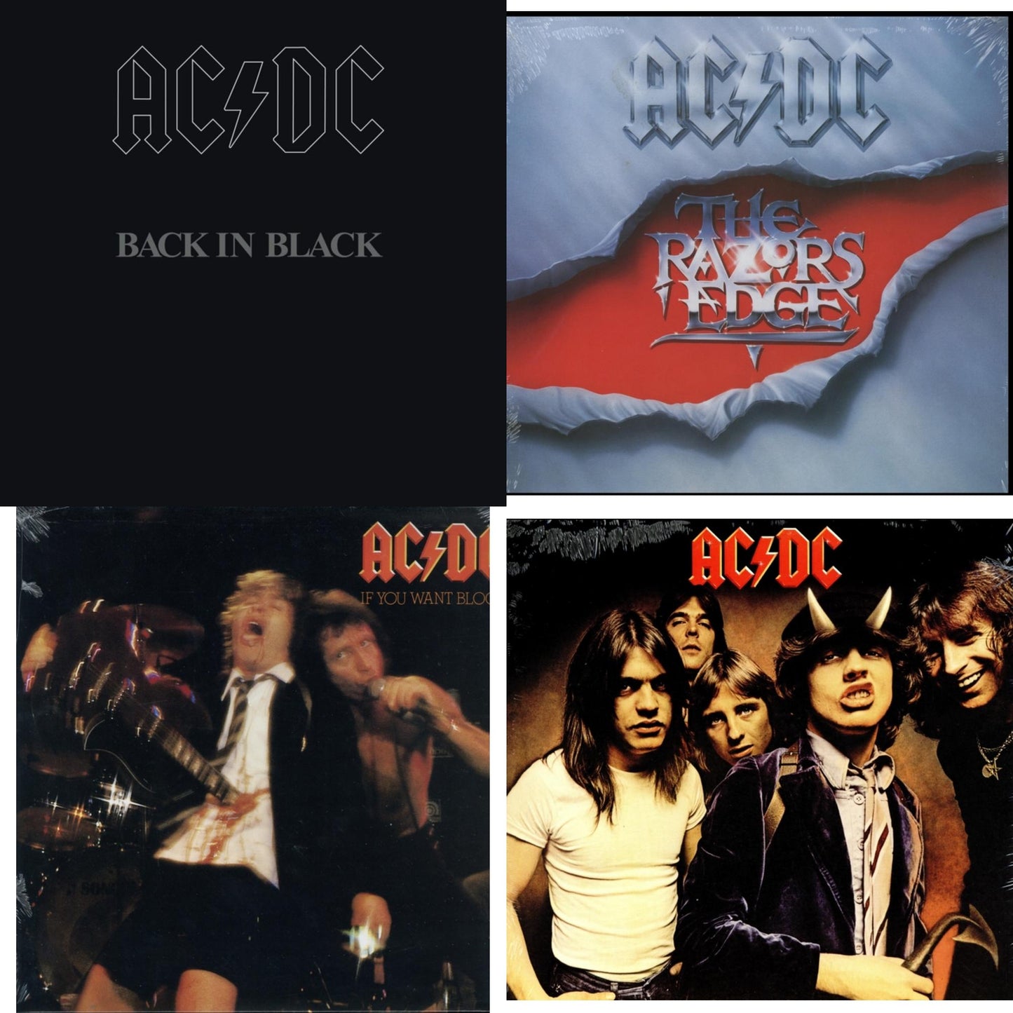 This is a 4 LP Vinyl SKU bundle.
1.This LP Vinyl is brand new.Format: LP VinylMusic Style: Hard RockThis item's title is: If You Want Blood You've Got It (180G)Artist: Ac/DcLabel: LEGACYBarcode: 696998020511Release Date: 10/14/2003
2.This LP Vinyl is brand new.