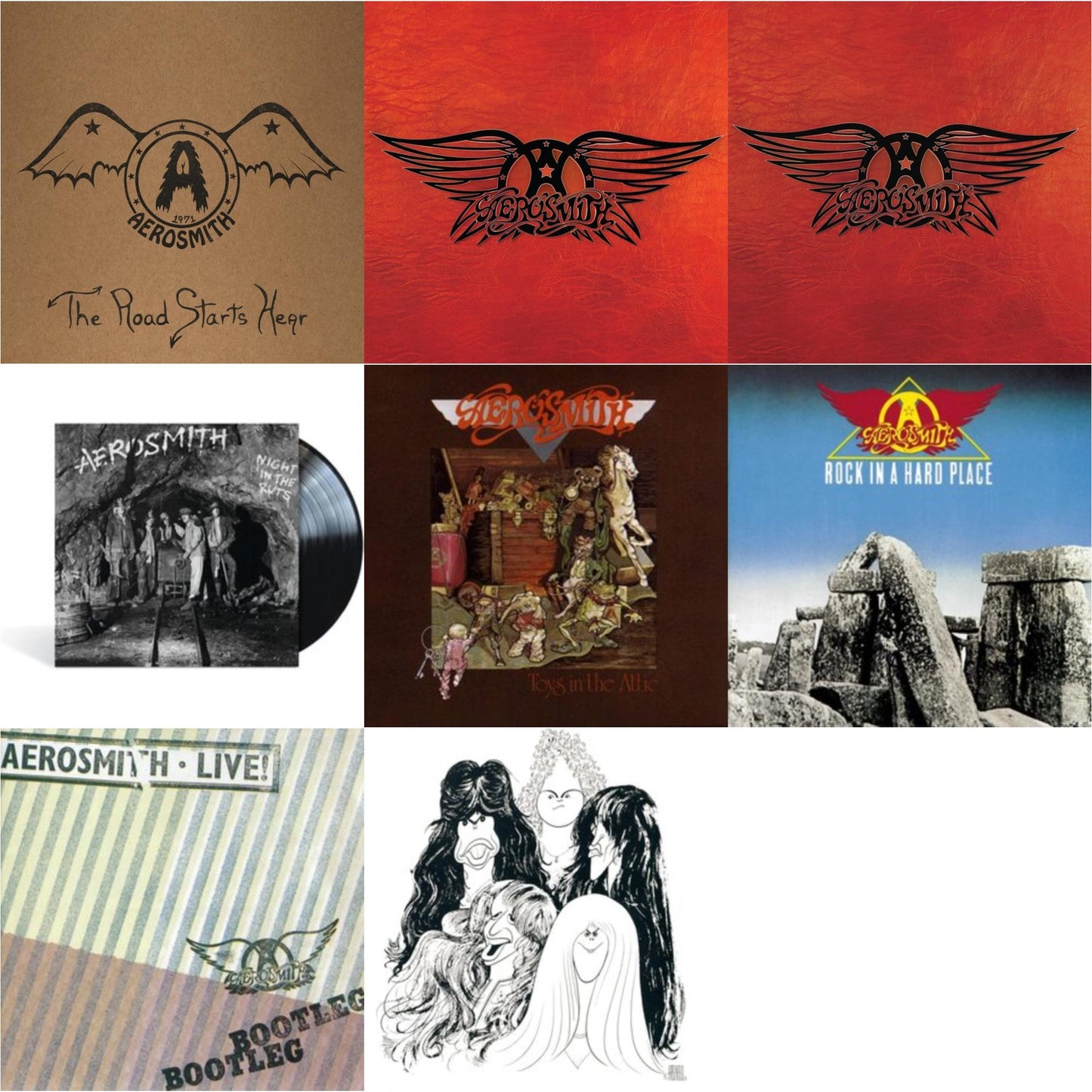 1971: The Road Starts Here & Greatest Hits & Greatest Hits (2LP) & Night In The Ruts & Toys In The Attic & Rock In A Hard Place & Live! Bootleg (2LP) & Draw The Line