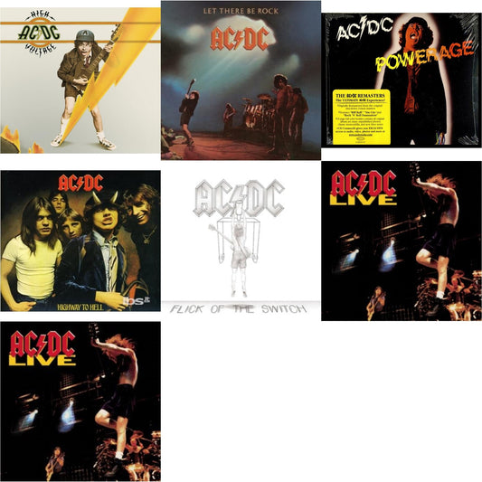 High Voltage & Let There Be Rock & Powerage & Highway To Hell & Flick Of The Switch & Live & Live