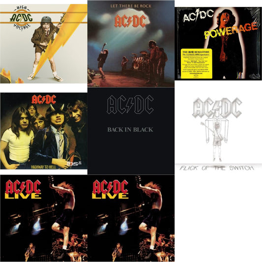High Voltage & Let There Be Rock & Powerage & Highway To Hell & Back In Black & Flick Of The Switch & Live & Live
