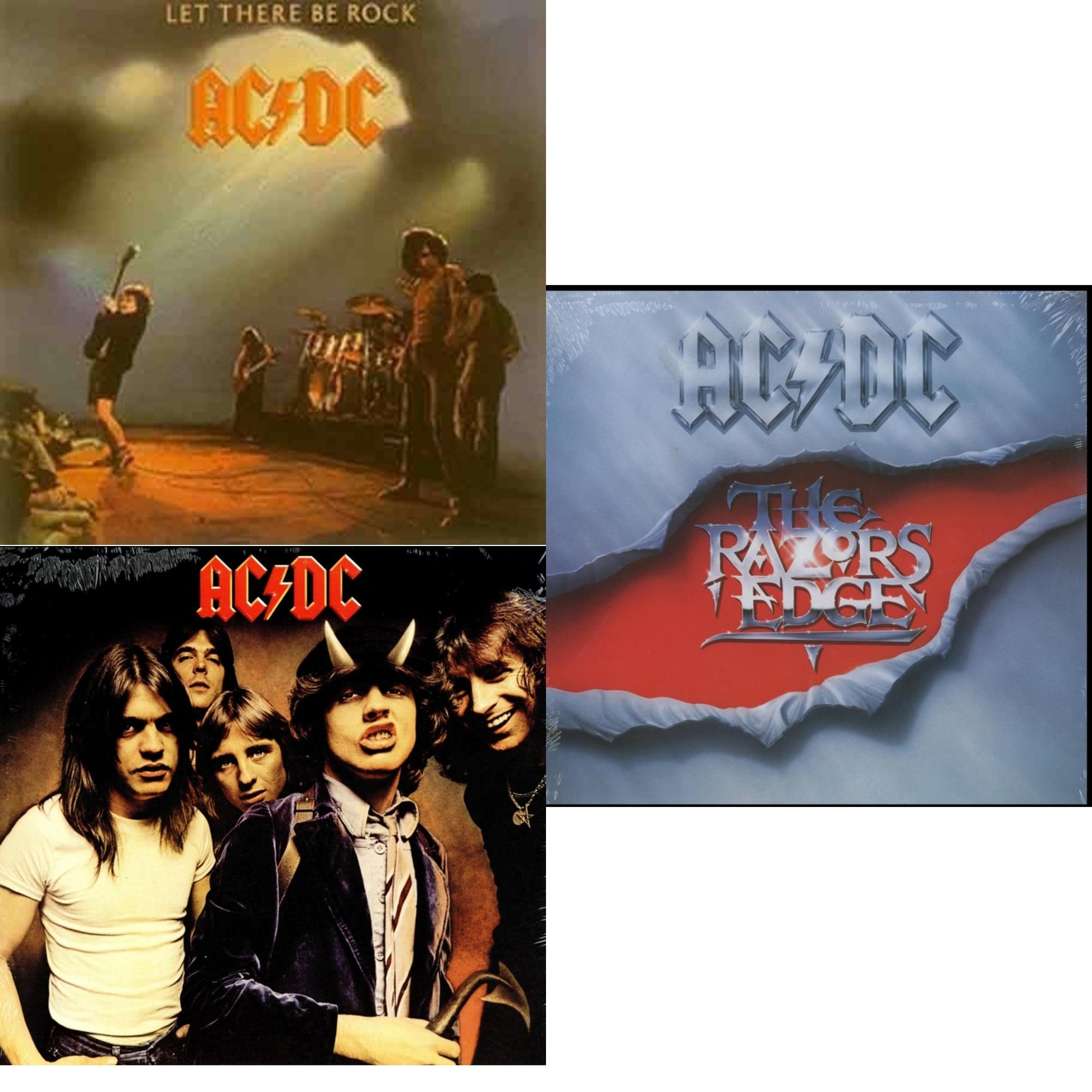 This is a 3 LP Vinyl SKU bundle.
1.This LP Vinyl is brand new.Format: LP VinylMusic Style: Hard RockThis item's title is: Let There Be Rock (180G)Artist: Ac/DcLabel: LEGACYBarcode: 696998020313Release Date: 10/14/2003
2.This LP Vinyl is brand new.