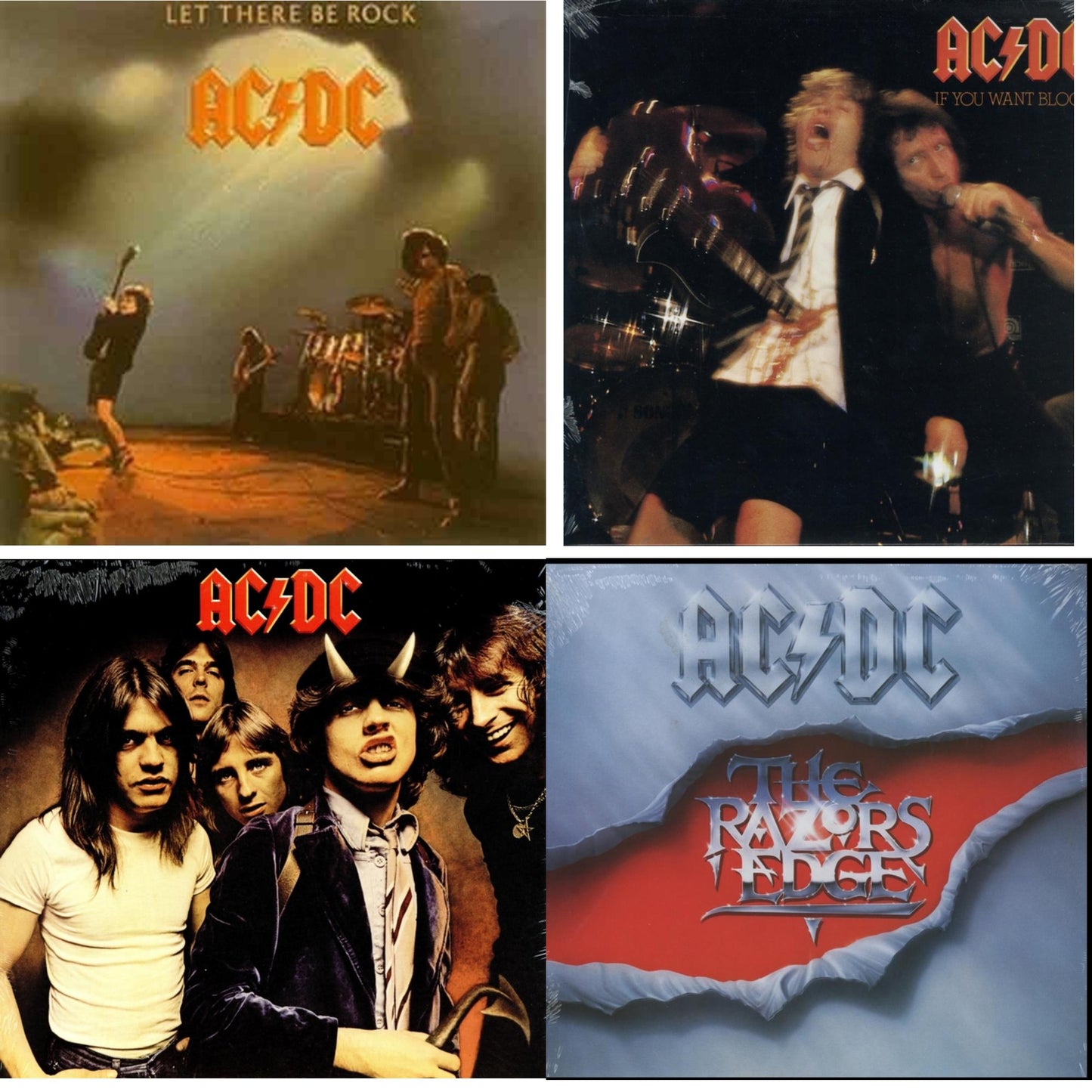 This is a 4 LP Vinyl SKU bundle.
1.This LP Vinyl is brand new.Format: LP VinylMusic Style: Hard RockThis item's title is: Let There Be Rock (180G)Artist: Ac/DcLabel: LEGACYBarcode: 696998020313Release Date: 10/14/2003
2.This LP Vinyl is brand new.